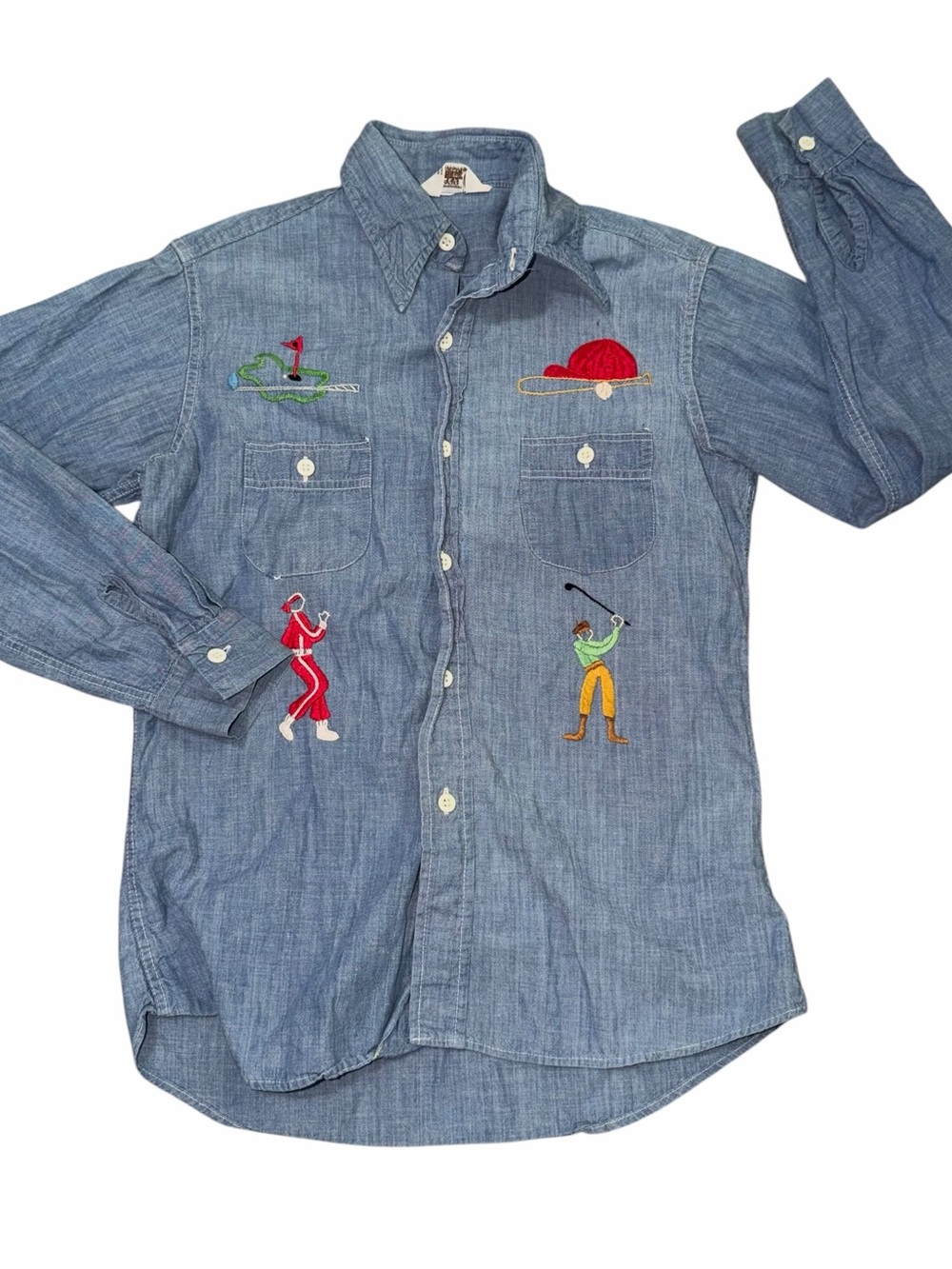 Vintage Montgomery Ward Embroidered Sports Button Up
